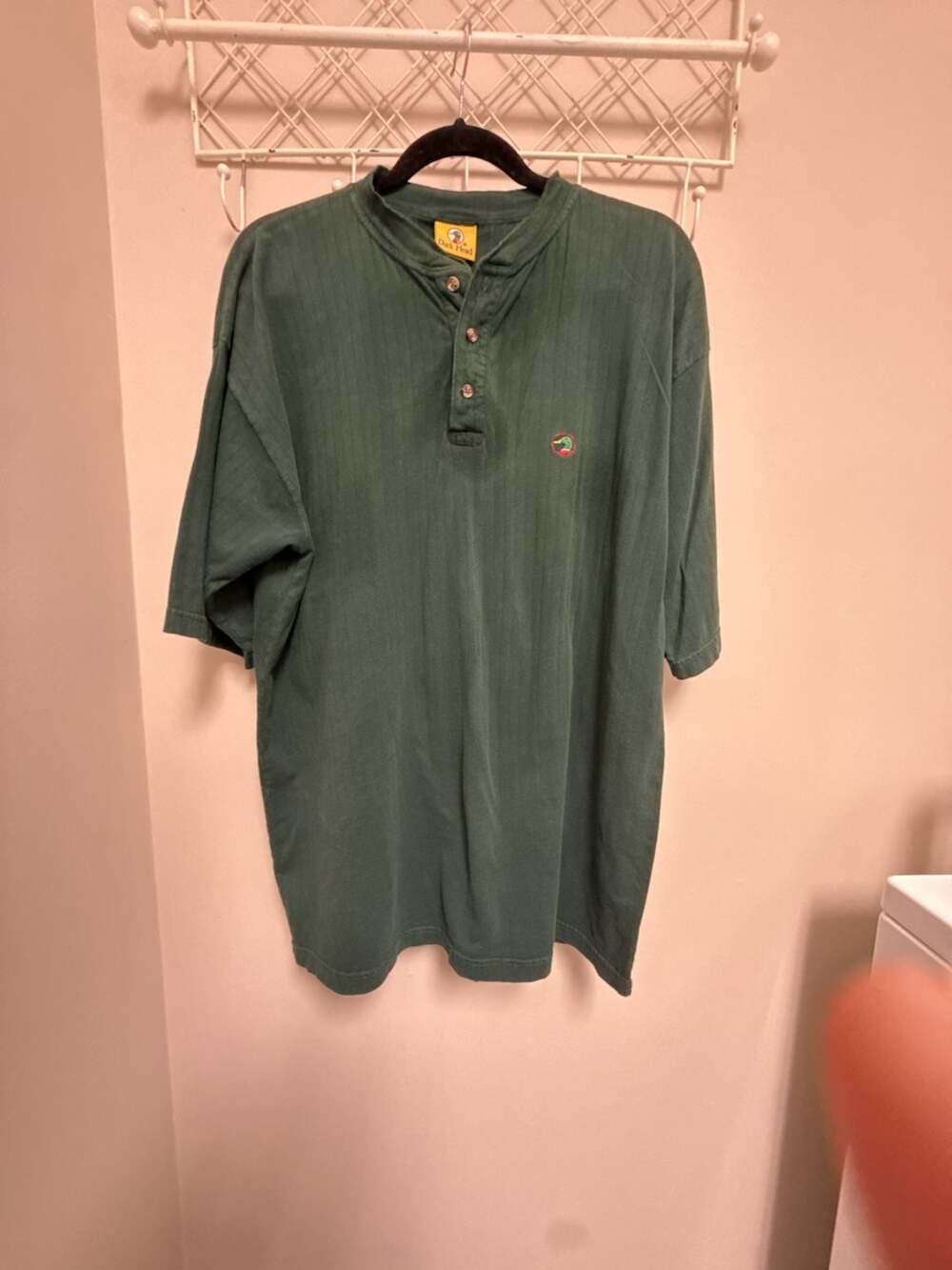 Vintage Duck Head Green Ribbed Short Sleeve Henley Shirt